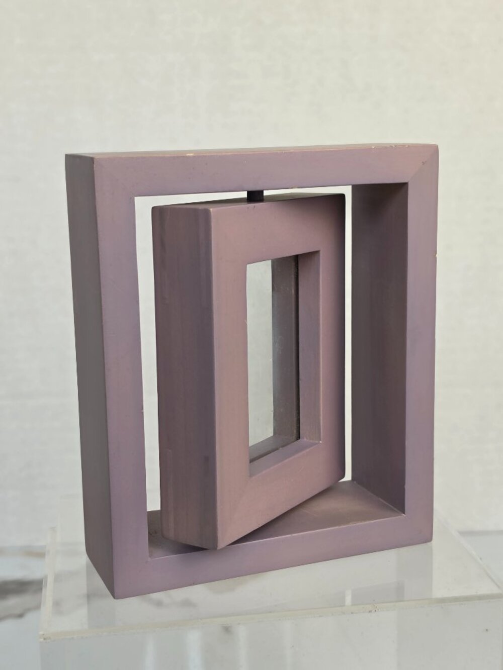 Pottery Barn Lavender Wood Flip Swivel Double Sided Picture Frame 2" x 3"